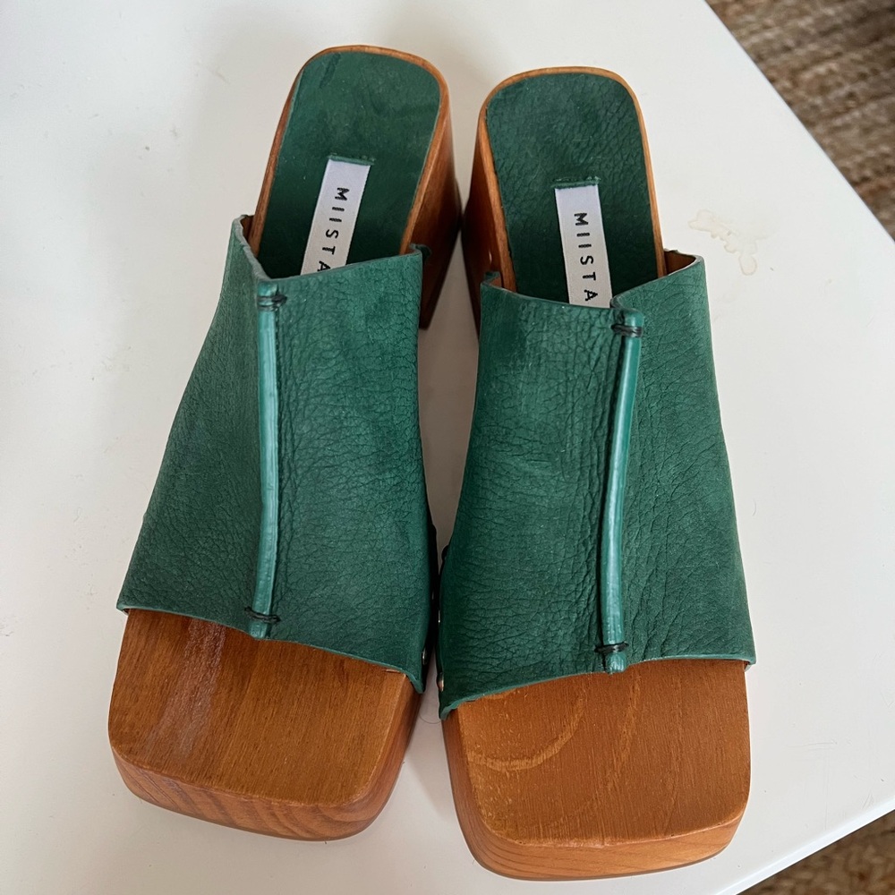 SOLD Miista Wooden Green Clogs